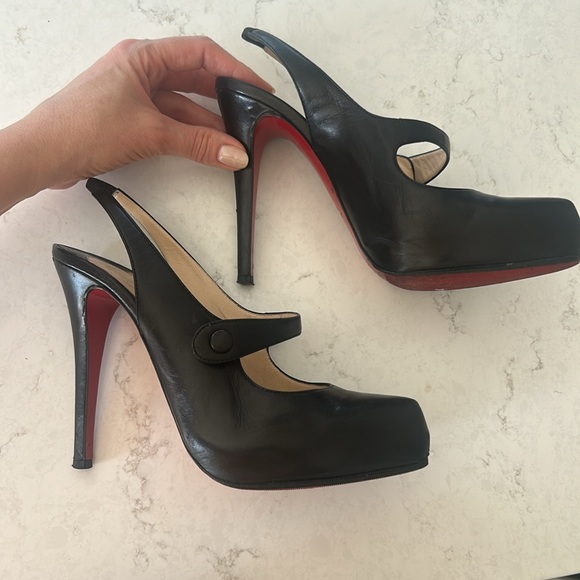 Christian Louboutin Black Slingback Heels - Picture 2 of 7